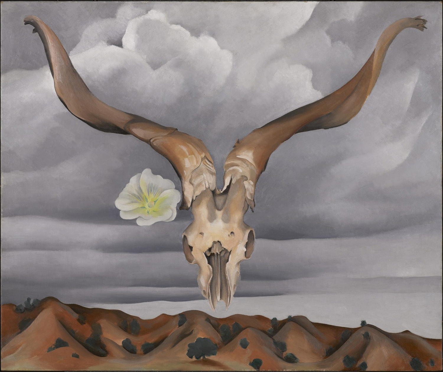 Georgia O'Keeffe, "Ram's Head, White Hollyhock – Hills"